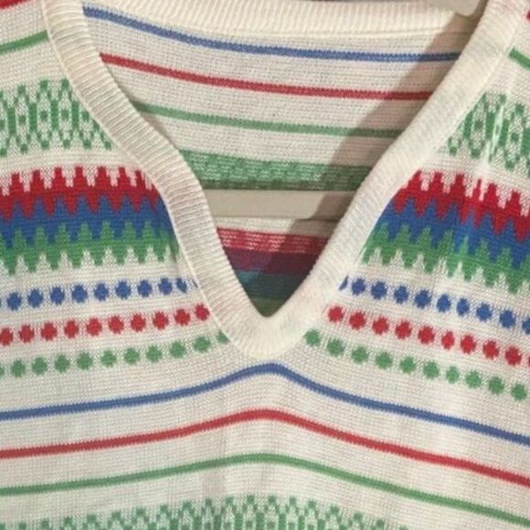 Vintage Fair Isle Short Sleeve Sweater Acrylic‎ Knit Pullover 1970s Size S EUC - Picture 4 of 5